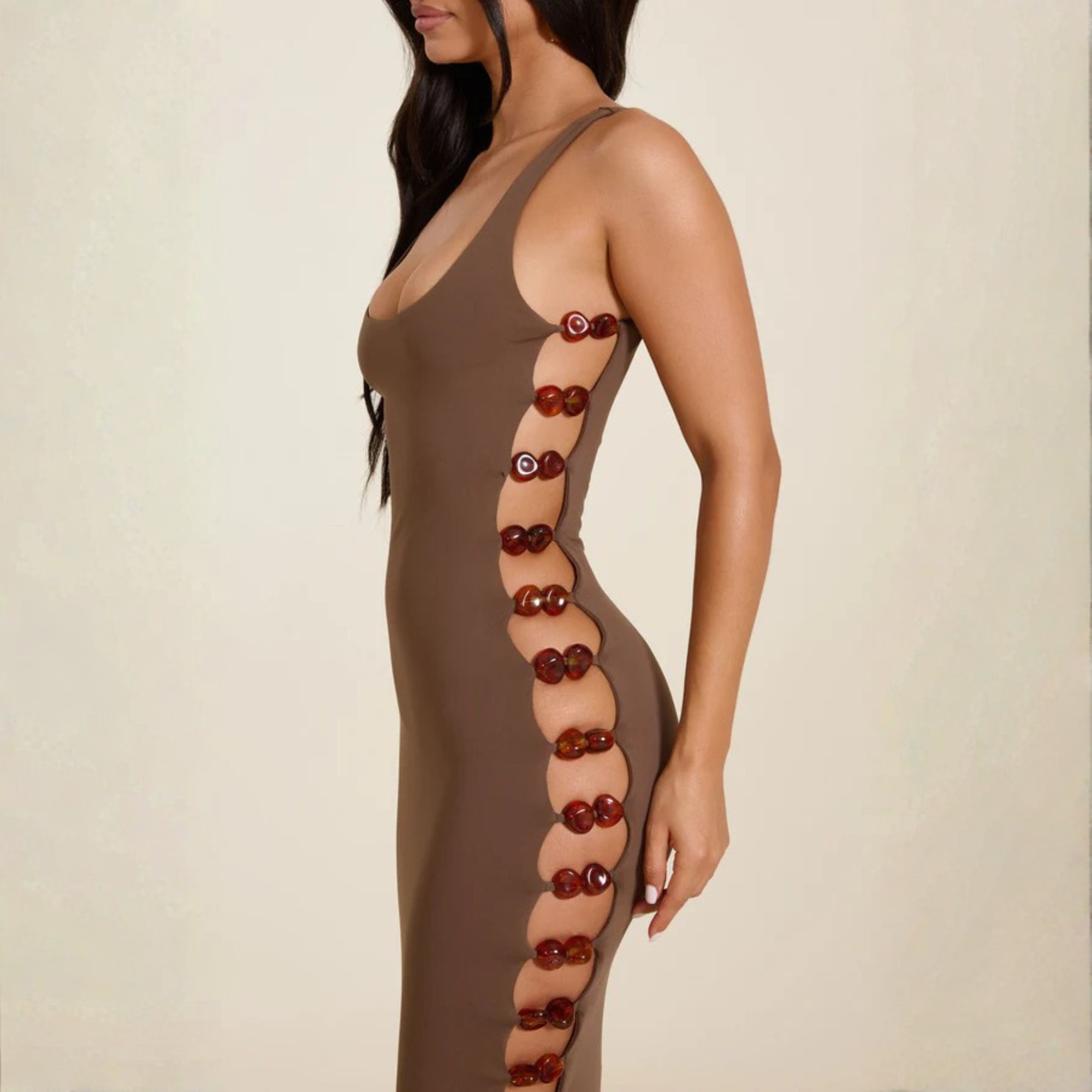 The Mya Maxi Dress in Brown