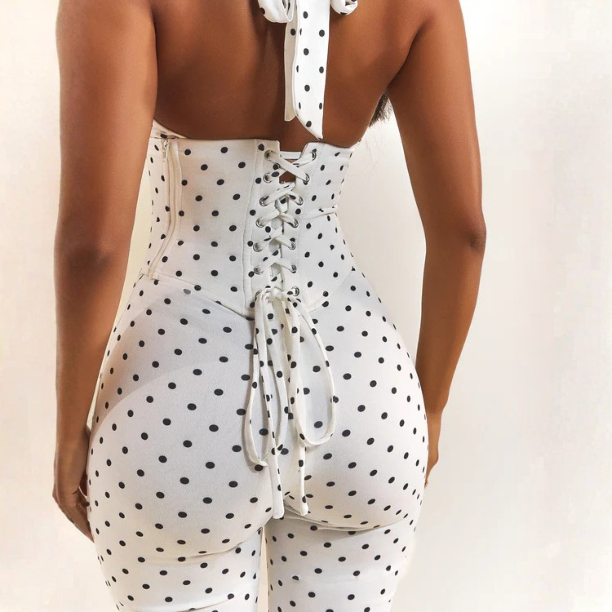 The Sandra Capri Jumpsuit in Polka Dot